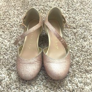 Girls, rose gold wedge heels